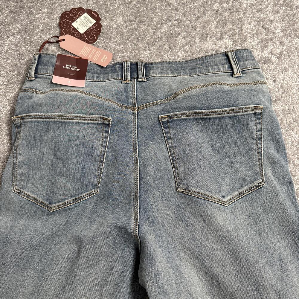 Knox Rose Ankle Skinny Jeans Womens 10 Blue Mid Rise Embroidered Stripe 31x27.5